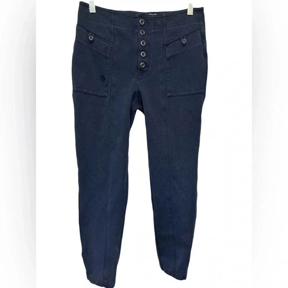 Anthropologie Bryson Tapered Pants Navy Button Fly